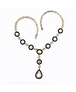 BLACK DIAMOND & CRYSTAL NECKLACE