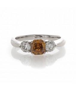 CUSHION ORANGEY-BROWN DIAMOND .54 CT