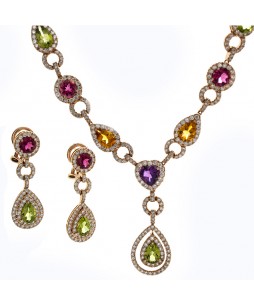 PRECIOUS STONE NECKLACE AND EARRINGS
