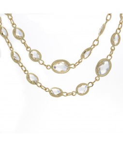 OVAL MILGRAIN BEZEL SET TOPAZ NECKLACE