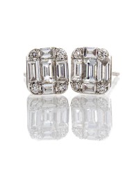 BAGUETTE AND FULL CUT DIAMOND EARRINGS