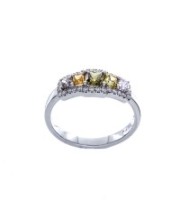 FIVE STONE COLORED DIAMOND RING