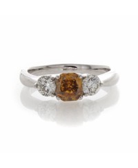 CUSHION ORANGEY-BROWN DIAMOND .54 CT
