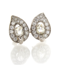 PLATINUM & DIAMOND LEAF EARRINGS