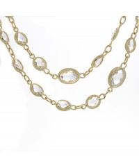 OVAL MILGRAIN BEZEL SET TOPAZ NECKLACE