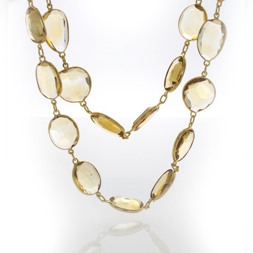 CITRINE YELLOW GOLD NECKLACE