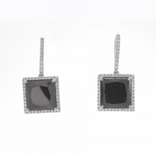 SQUARE BLACK DIAMOND EARRINGS