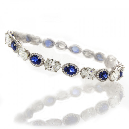 Oval Sapphire & Diamond Bracelet