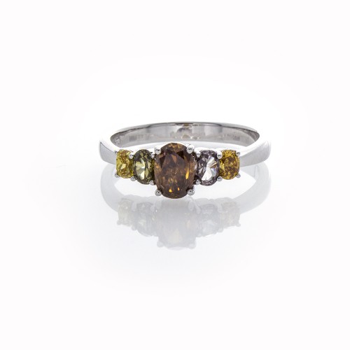 OVAL FANCY COLOR 5-STONE RING