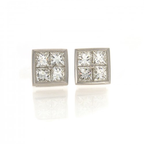 PRINCESS CUT PLATINUM EARRINGS